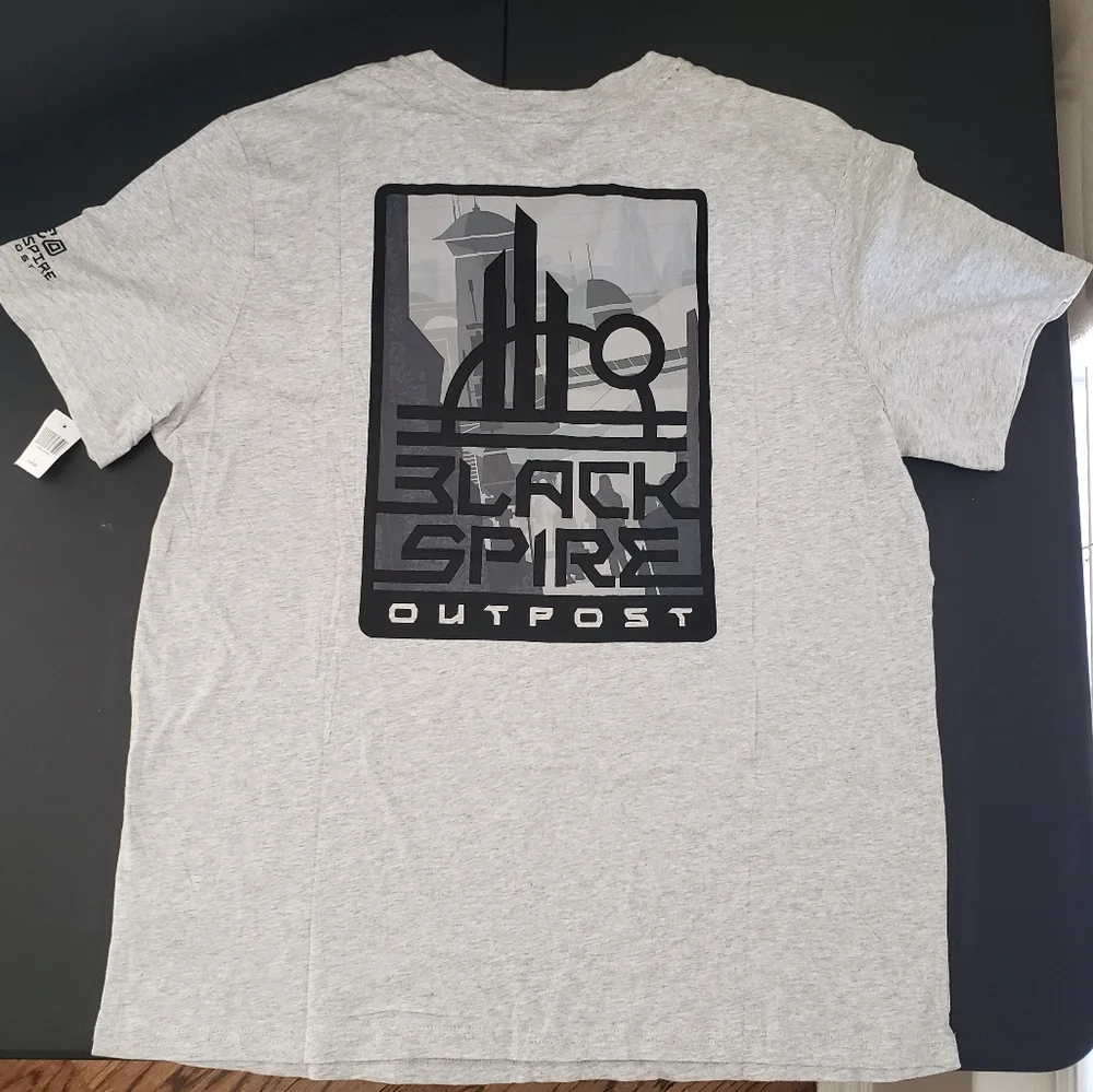 Star Wars Galaxy's Edge Black Spire Outpost Mens Large Short Sleeve Gray Tee NWT - Picture 3 of 13